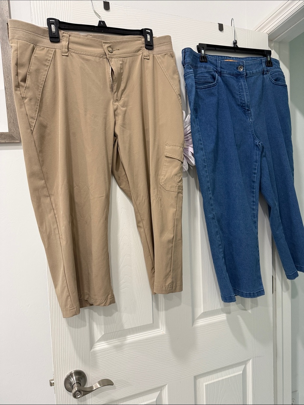 Riders by Lee Khaki Capri Cargo Jeans with Blue Denim Pair